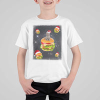 Funny Christmas Cat T Shirt For Kid Santa Cat Hamburger Lover Galaxy Outer Space - Wonder Print Shop