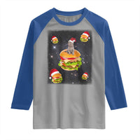 Funny Christmas Cat Raglan Shirt Santa Cat Hamburger Lover Galaxy Outer Space