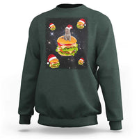 Funny Christmas Cat Sweatshirt Santa Cat Hamburger Lover Galaxy Outer Space - Wonder Print Shop
