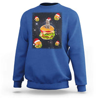 Funny Christmas Cat Sweatshirt Santa Cat Hamburger Lover Galaxy Outer Space - Wonder Print Shop