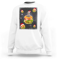 Funny Christmas Cat Sweatshirt Santa Cat Hamburger Lover Galaxy Outer Space - Wonder Print Shop