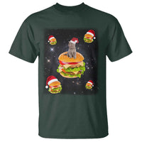 Funny Christmas Cat T Shirt Santa Cat Hamburger Lover Galaxy Outer Space - Wonder Print Shop