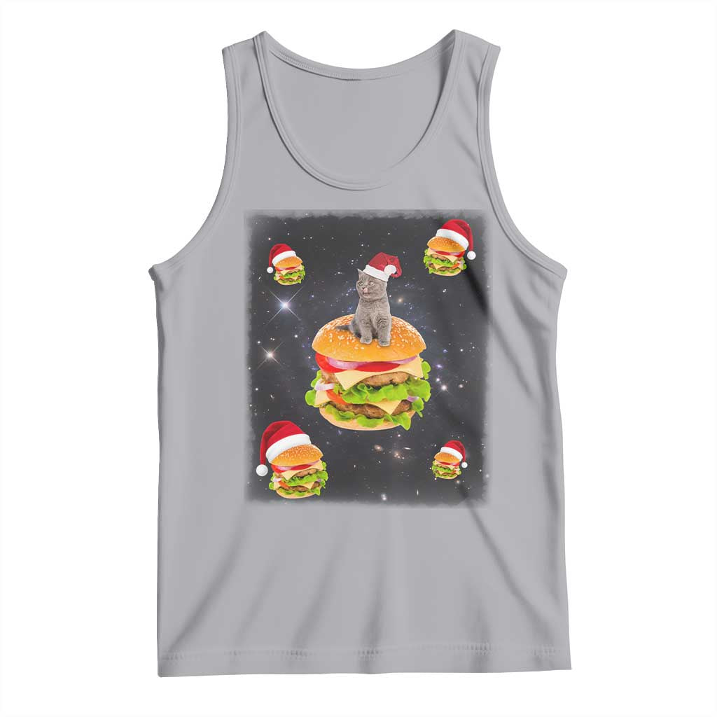 Funny Christmas Cat Tank Top Santa Cat Hamburger Lover Galaxy Outer Space