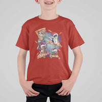 Funny Christmas Cat T Shirt For Kid Santa Cat Riding Pizza Galaxy Outer Space - Wonder Print Shop