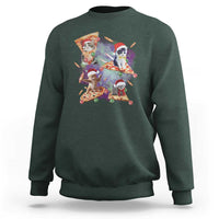 Funny Christmas Cat Sweatshirt Santa Cat Riding Pizza Galaxy Outer Space - Wonder Print Shop