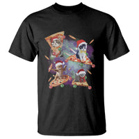 Funny Christmas Cat T Shirt Santa Cat Riding Pizza Galaxy Outer Space - Wonder Print Shop