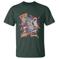 Funny Christmas Cat T Shirt Santa Cat Riding Pizza Galaxy Outer Space - Wonder Print Shop