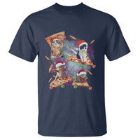 Funny Christmas Cat T Shirt Santa Cat Riding Pizza Galaxy Outer Space - Wonder Print Shop