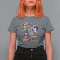Funny Christmas Cat T Shirt For Women Santa Cat Riding Pizza Galaxy Outer Space - Wonder Print Shop