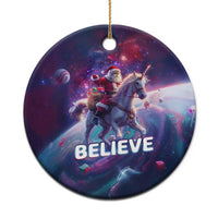 Funny Christmas Cat Christmas Ornament Santa Cat Riding Unicorn Galaxy Outer Space - Wonder Print Shop
