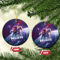 Funny Christmas Cat Christmas Ornament Santa Cat Riding Unicorn Galaxy Outer Space - Wonder Print Shop