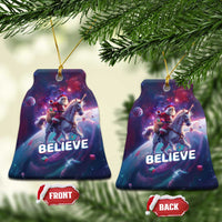 Funny Christmas Cat Christmas Ornament Santa Cat Riding Unicorn Galaxy Outer Space - Wonder Print Shop