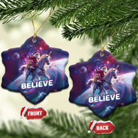 Funny Christmas Cat Christmas Ornament Santa Cat Riding Unicorn Galaxy Outer Space - Wonder Print Shop