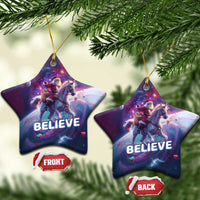 Funny Christmas Cat Christmas Ornament Santa Cat Riding Unicorn Galaxy Outer Space - Wonder Print Shop