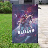 Funny Christmas Cat Garden Flag Santa Cat Riding Unicorn Galaxy Outer Space - Wonder Print Shop