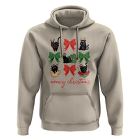 Funny Christmas Black Cat Hoodie Meowy Christmas Cute Cats Coquette Bow