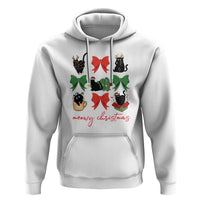 Funny Christmas Black Cat Hoodie Meowy Christmas Cute Cats Coquette Bow