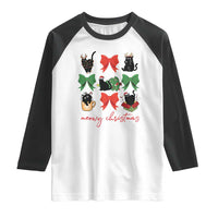 Funny Christmas Black Cat Raglan Shirt Meowy Christmas Cute Cats Coquette Bow