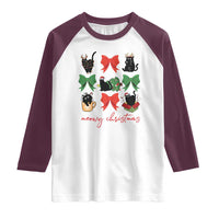 Funny Christmas Black Cat Raglan Shirt Meowy Christmas Cute Cats Coquette Bow