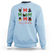 Funny Christmas Black Cat Sweatshirt Meowy Christmas Cute Cats Coquette Bow - Wonder Print Shop