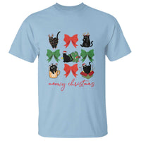 Funny Christmas Black Cat T Shirt Meowy Christmas Cute Cats Coquette Bow - Wonder Print Shop