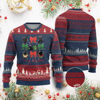 Funny Xmas Black Cat Ugly Christmas Sweater Meowy Christmas Cute Cats Coquette Bow - Wonder Print Shop