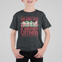 Christmas Cat T Shirt For Kid We Hiss You A Meowy Catmas - Wonder Print Shop