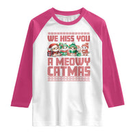 Christmas Cat Raglan Shirt We Hiss You A Meowy Catmas