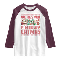 Christmas Cat Raglan Shirt We Hiss You A Meowy Catmas
