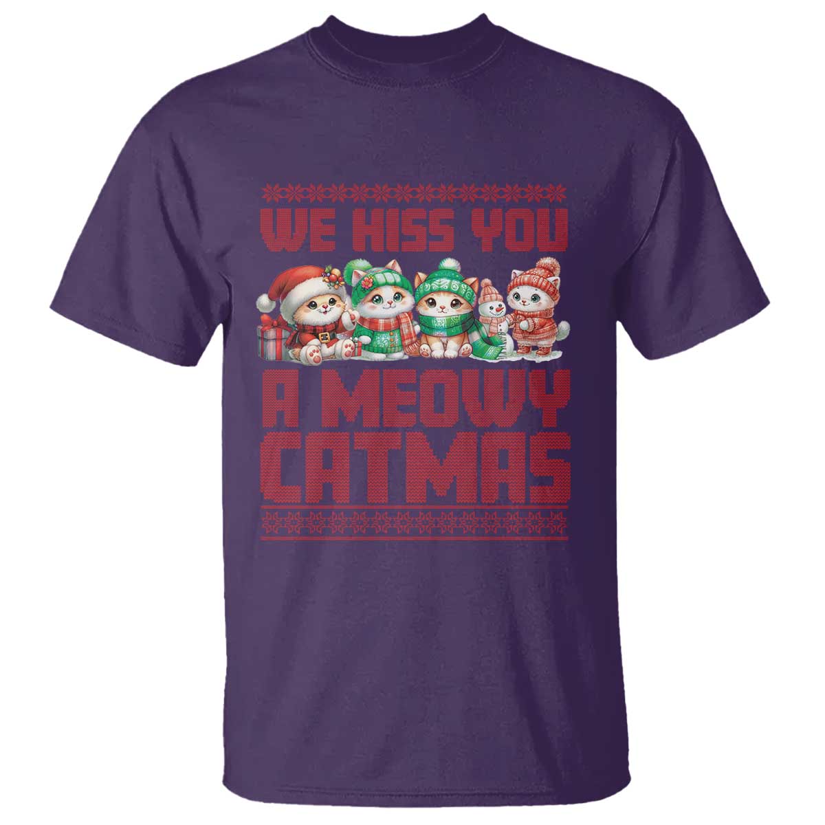 Christmas Cat T Shirt We Hiss You A Meowy Catmas - Wonder Print Shop