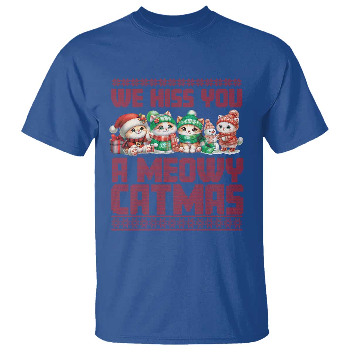 Christmas Cat T Shirt We Hiss You A Meowy Catmas - Wonder Print Shop