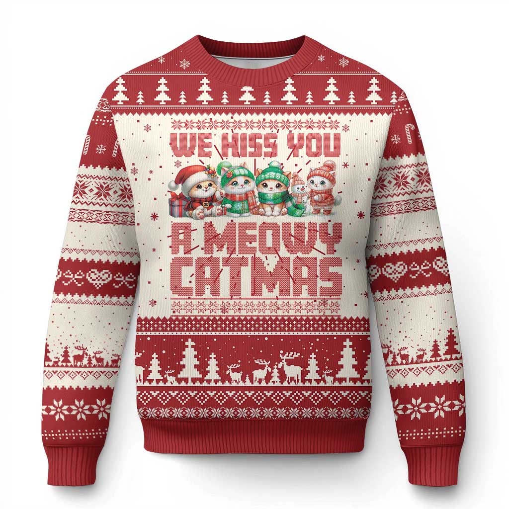 Xmas Cat Ugly Christmas Sweater We Hiss You A Meowy Catmas - Wonder Print Shop