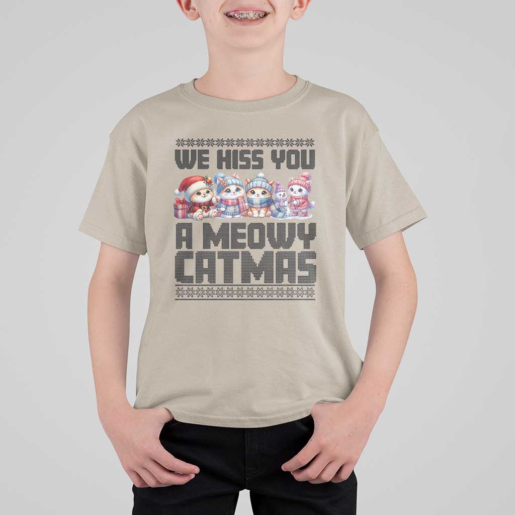 Christmas Cute Cat T Shirt For Kid We Hiss You A Meowy Catmas - Wonder Print Shop