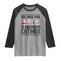 Christmas Cute Cat Raglan Shirt We Hiss You A Meowy Catmas