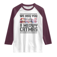 Christmas Cute Cat Raglan Shirt We Hiss You A Meowy Catmas