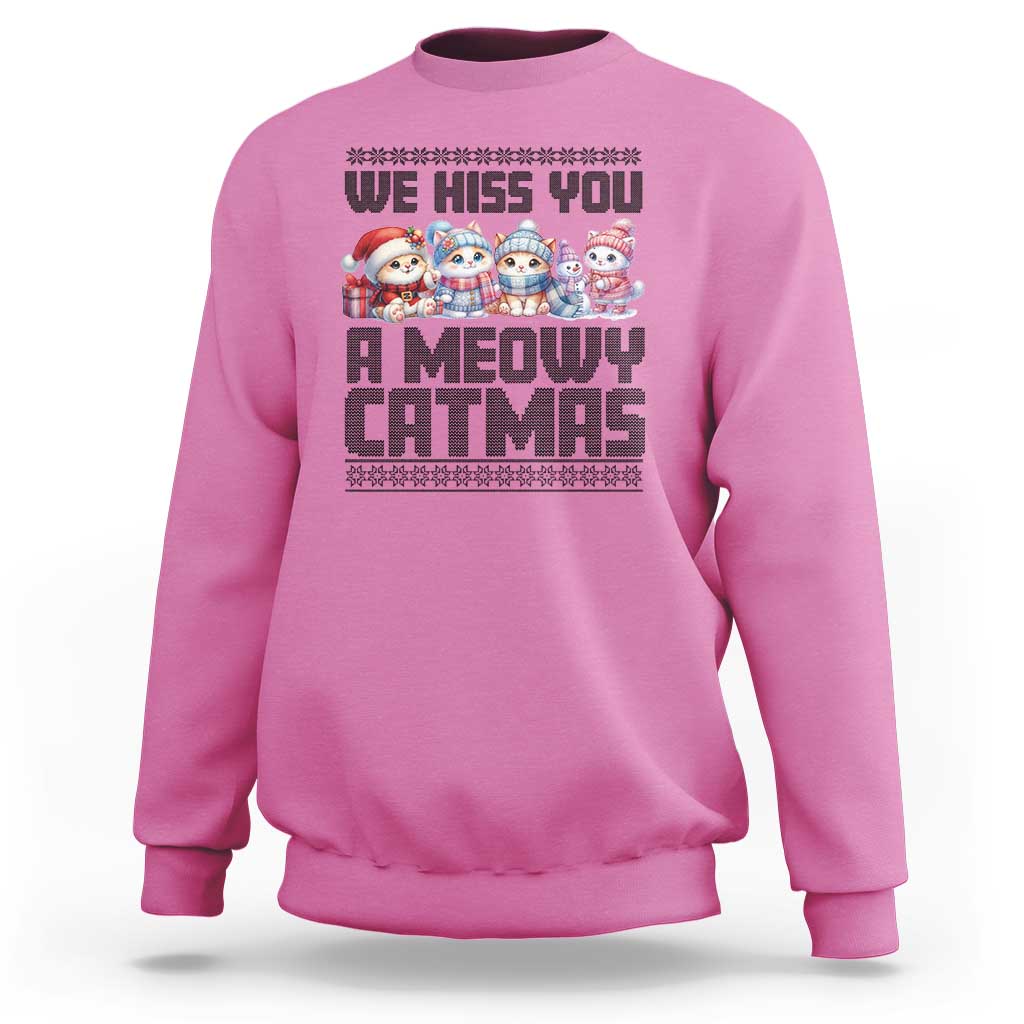 Christmas Cute Cat Sweatshirt We Hiss You A Meowy Catmas - Wonder Print Shop