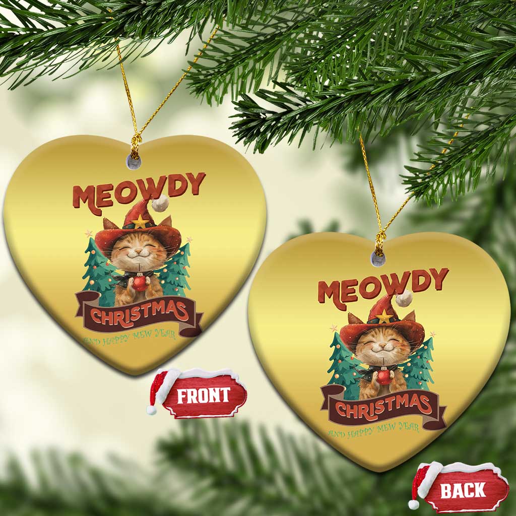 Xmas Cowboy Cat Christmas Ornament Meowdy Christmas And Happy Mew Year - Wonder Print Shop