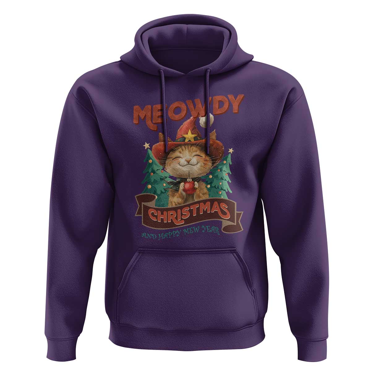 Christmas Cowboy Cat Hoodie Meowdy Christmas And Happy Mew Year