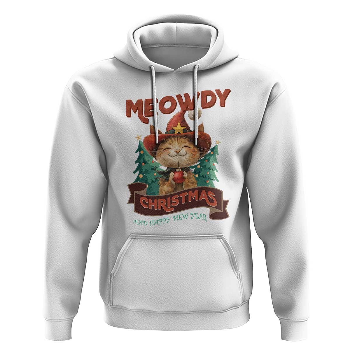 Christmas Cowboy Cat Hoodie Meowdy Christmas And Happy Mew Year