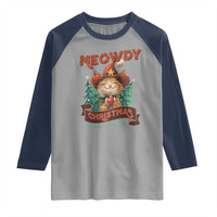Christmas Cowboy Cat Raglan Shirt Meowdy Christmas And Happy Mew Year