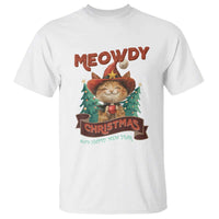 Christmas Cowboy Cat T Shirt Meowdy Christmas And Happy Mew Year - Wonder Print Shop