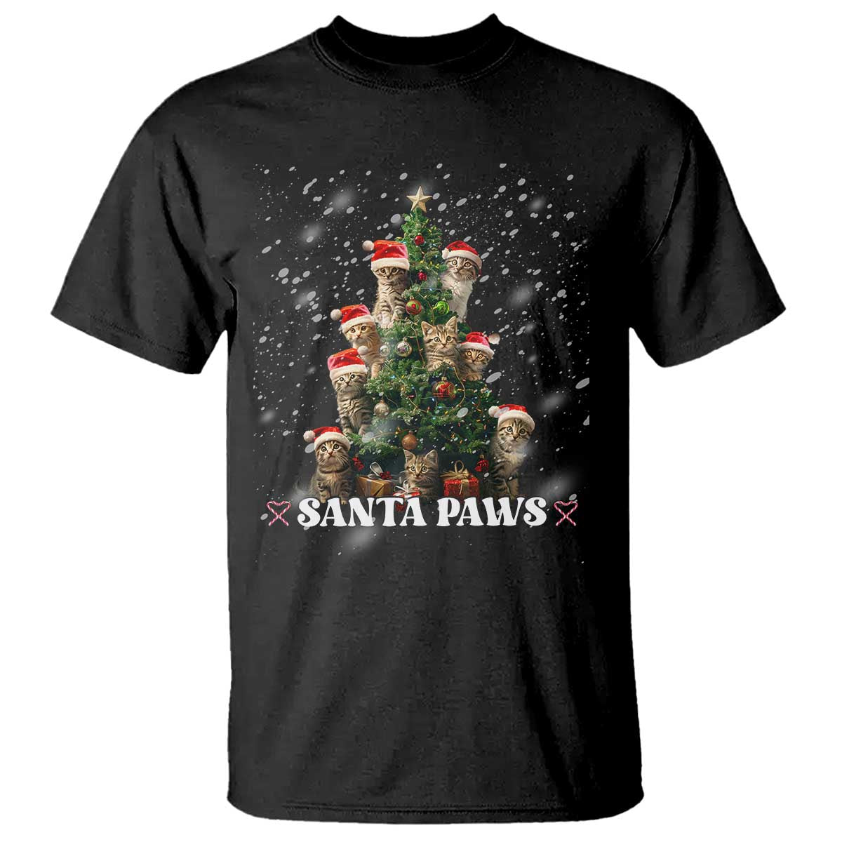 Christmas Cat T Shirt Santa Paw And Claw Cats Xmas Tree - Wonder Print Shop
