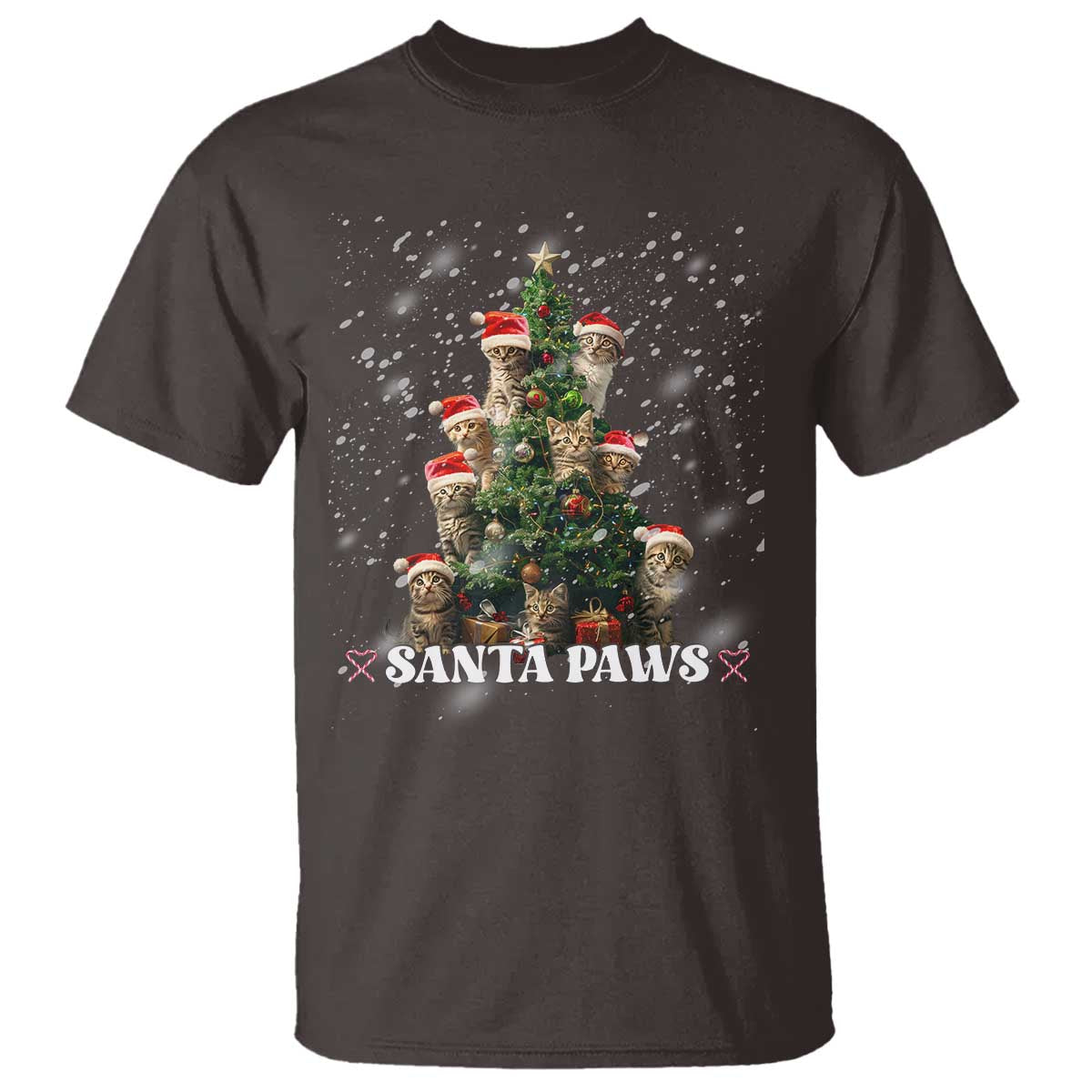 Christmas Cat T Shirt Santa Paw And Claw Cats Xmas Tree - Wonder Print Shop