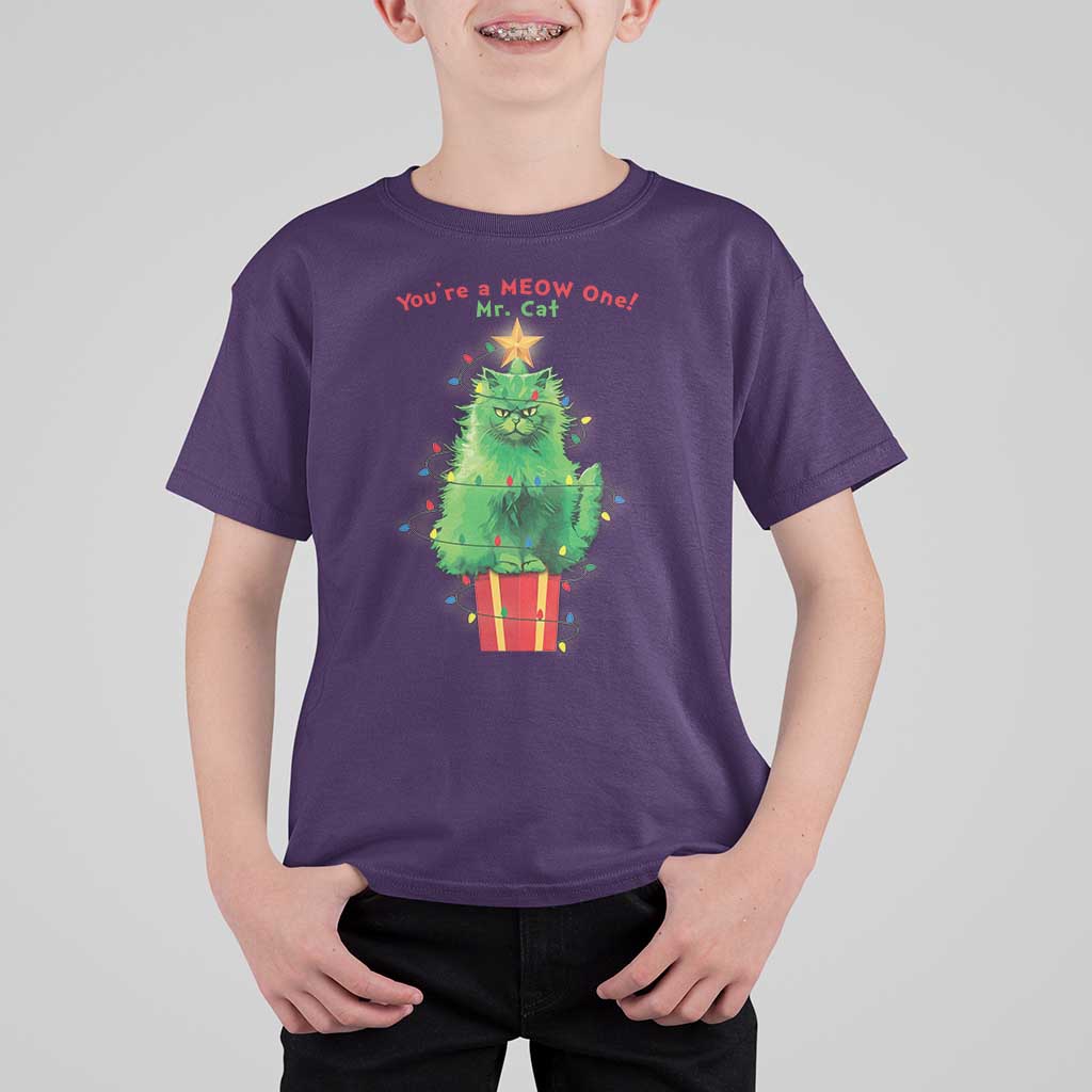 Funny Christmas Cat T Shirt For Kid You Are A Meow One Mr. Cat Green Cat - Wonder Print Shop