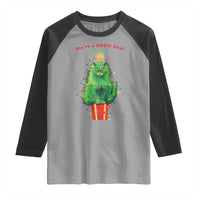 Funny Christmas Cat Raglan Shirt You Are A Meow One Mr. Cat Green Cat