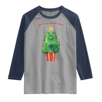 Funny Christmas Cat Raglan Shirt You Are A Meow One Mr. Cat Green Cat
