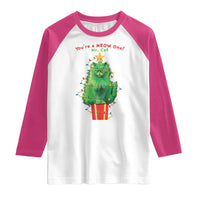 Funny Christmas Cat Raglan Shirt You Are A Meow One Mr. Cat Green Cat