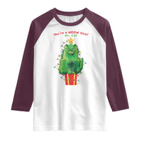 Funny Christmas Cat Raglan Shirt You Are A Meow One Mr. Cat Green Cat