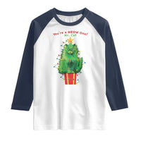 Funny Christmas Cat Raglan Shirt You Are A Meow One Mr. Cat Green Cat