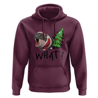 Funny Christmas Moo Deng Hoodie What Baby Hippo Pushing Christmas Tree